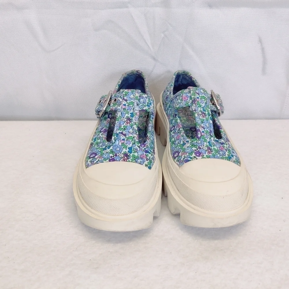 Jeffrey Campbell Enfance Floral T-Strap Mary Jane Platform Chunk Lug Sole Shoe 8